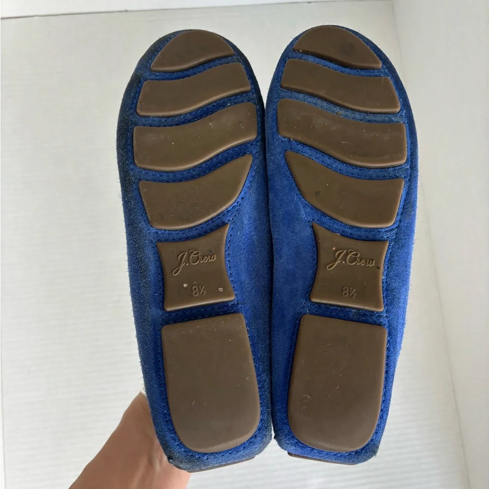 J. Crew Womens Driving Moccasins In Suede Brilliant Sapphire Loafers Size 8.5 - Picture 5 of 14